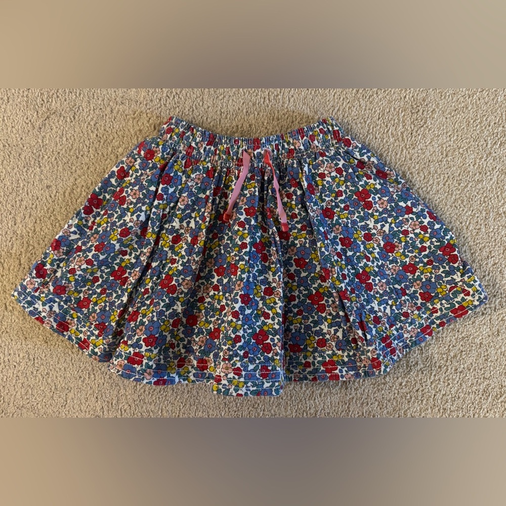 Mini Boden Girl Corduroy Floral Skirt Size 9-10Y - Like New